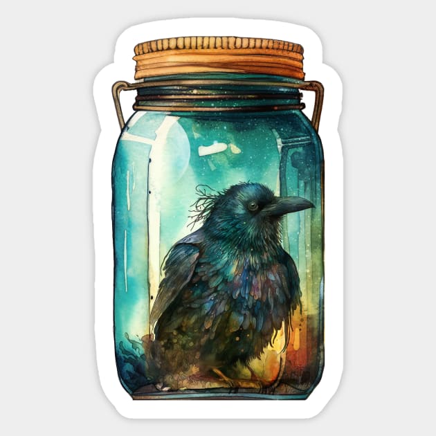 Raven Jar Sticker by ginkelmier